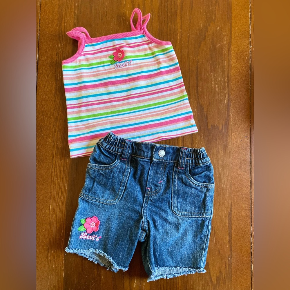 Levi's 2 Piece Set, Jeans Capris and Tank Top - 18 Months